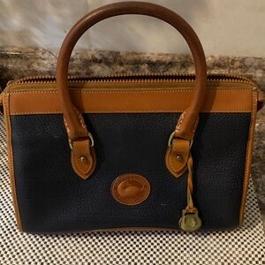 Dooney & Bourke Black and Brown Leather Emblem